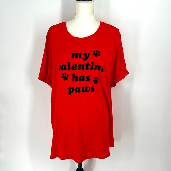 Torrid Red Dog Lover Crew Neck Roll Sleeve T-Shirt Size 3 or 3X - Picture 3 of 13